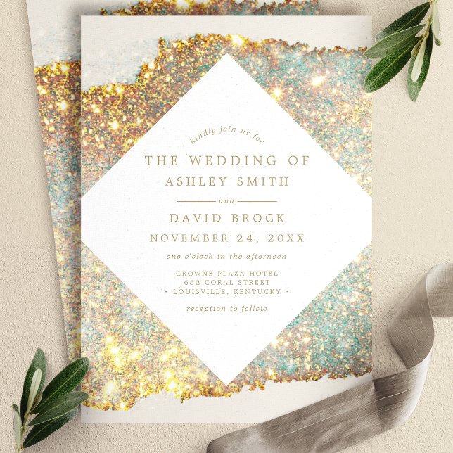 Invitation Mariage Paillettes Iridescent Moderne (Créateur téléchargé)