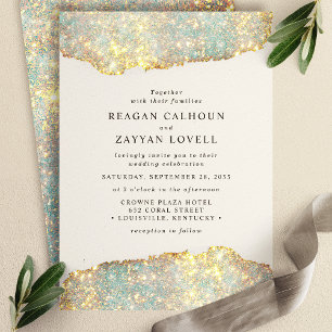 Invitation Mariage Paillettes Moderne Brillant Holographique