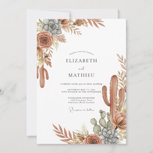 Invitation Mariage paisible sud-ouest en terre cuite (Devant)