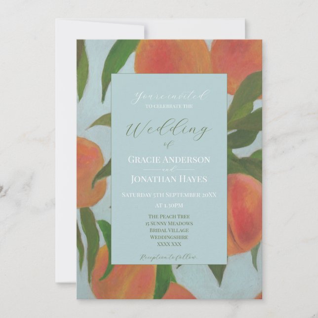 Invitation Mariage Pale Blue & Peaches  (Devant)