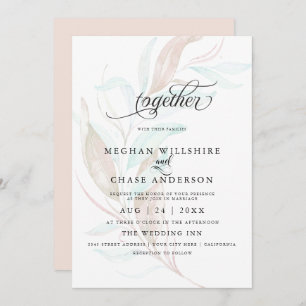 Invitation MARIAGE   Pale Coral Turquoise Aquarelle Folio