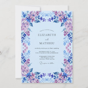Invitation Mariage Pâle Pétale de Lilas Pervenche