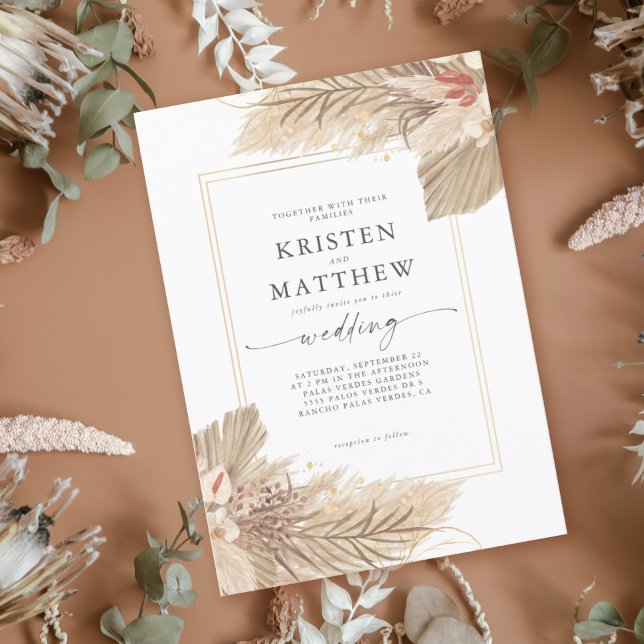 Invitation Mariage Palm Boho séché (Créateur téléchargé)