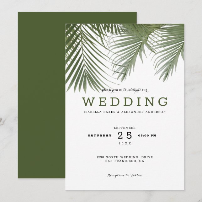 Invitation Mariage Palm Trees (Devant / Derrière)