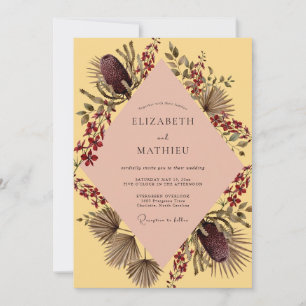 Invitation Mariage Palmier Tropical Ambre Eucalyptus