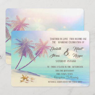 Invitation Mariage Palms Beach Seashells