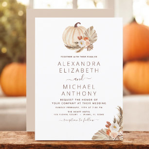 Invitation Mariage Pampas Grass Blanc Citrouille Terracotta