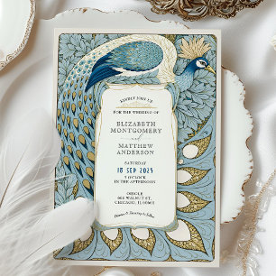 Invitation Mariage Paon Art Nouveau