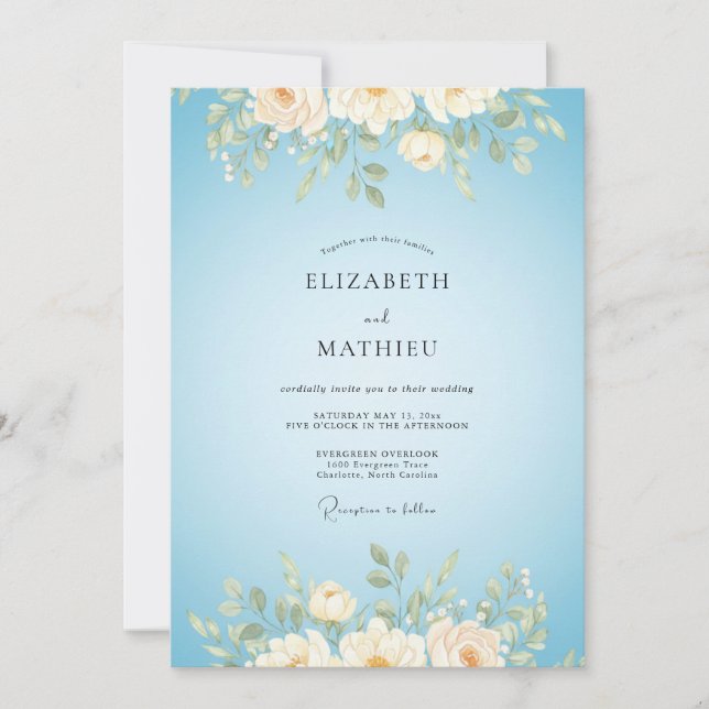 Invitation Mariage Paon de Beurre de Ciel (Devant)