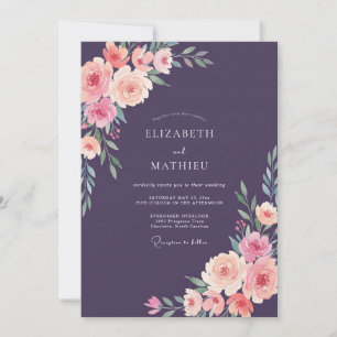 Invitation Mariage Paon Peach Paonie