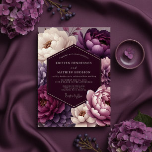 Invitation Mariage Paon Plum