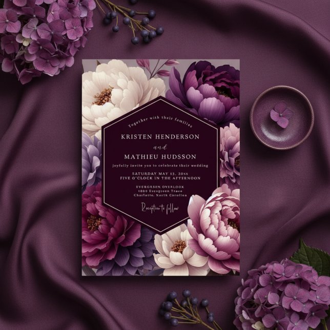 Invitation Mariage Paon Plum (Créateur téléchargé)