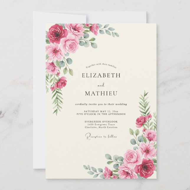 Invitation Mariage Paoné Magenta (Devant)