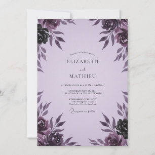 Invitation Mariage Paonée prune