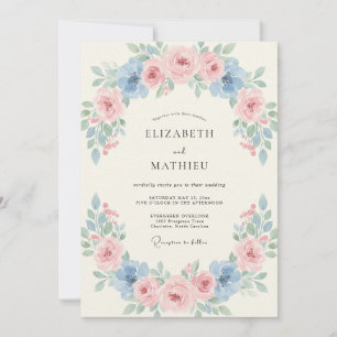 Invitation Mariage Paonée Rouge Ciel