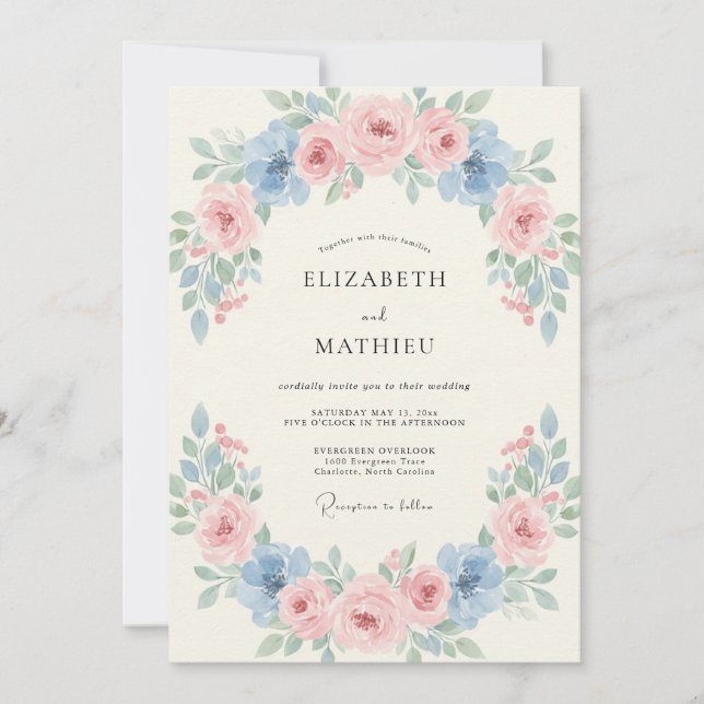 Invitation Mariage Paonée Rouge Ciel (Devant)