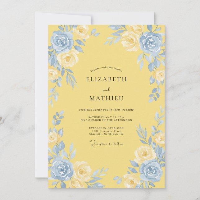 Invitation Mariage Papavéron Azur Beurre (Devant)