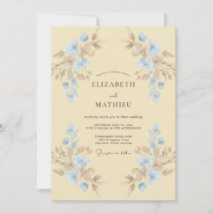 Invitation Mariage Papillon Azur Crème au Beurre