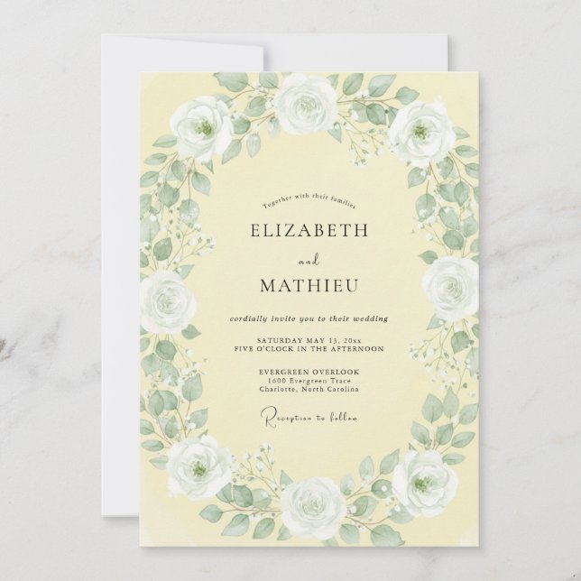 Invitation Mariage Papillon Blanc Beurre (Devant)