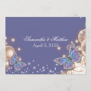 Invitation mariage papillon bleu en ivoire
