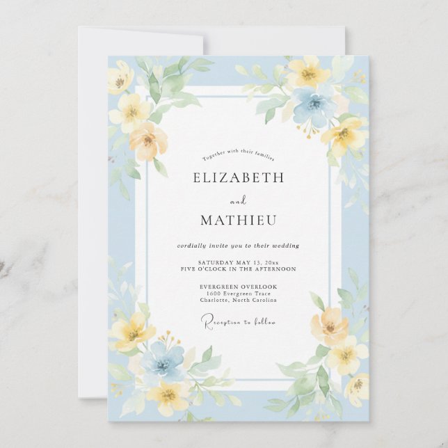 Invitation Mariage Papillon Ciel Doré (Devant)