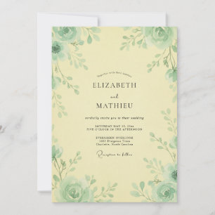 Invitation Mariage Papillon de Celadon Rose