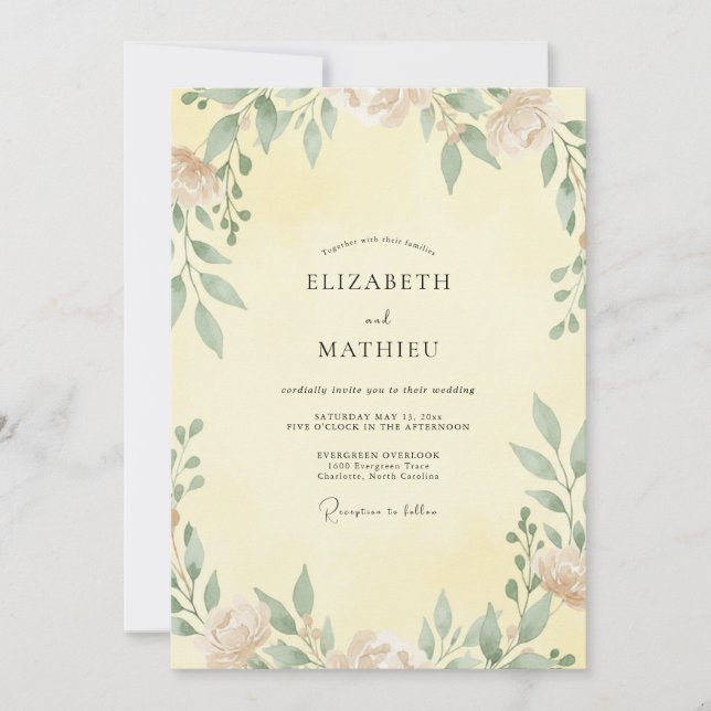 Invitation Mariage Papillon de Citron Beurre (Devant)