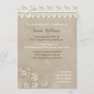 Invitation Mariage papillon de dentelle florale