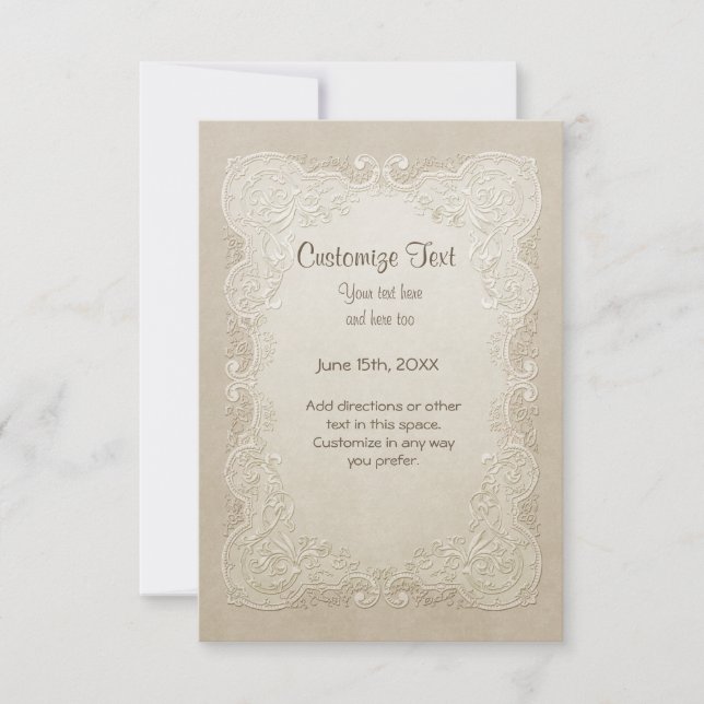 Invitation Mariage papillon de dentelle florale (Devant)