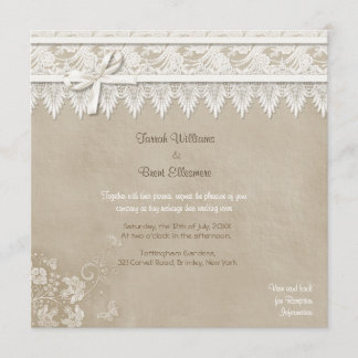 Invitation Mariage papillon de dentelle florale