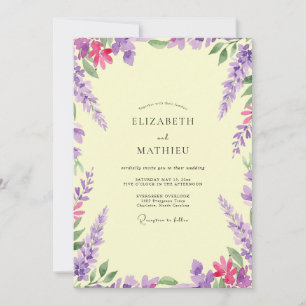Invitation Mariage papillon de glycine violette