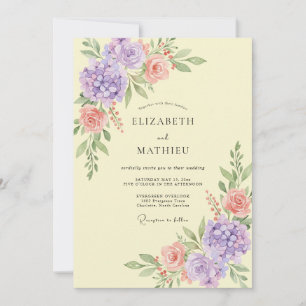 Invitation Mariage papillon de lilas Hydrangea Eucalyptus