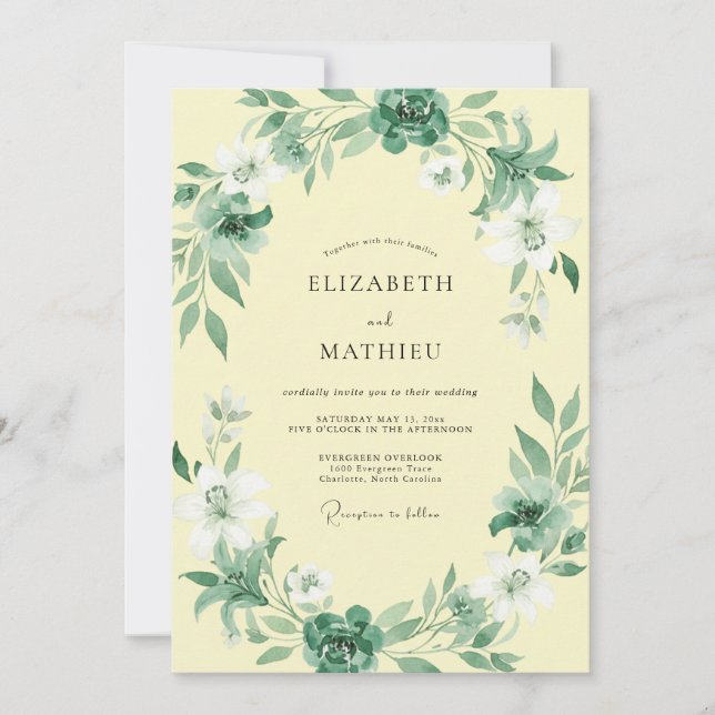 Invitation Mariage Papillon de Mer Feuillu Beurre (Devant)