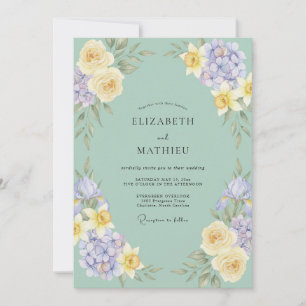 Invitation Mariage Papillon de nuit Lilas Pivoine Céladon