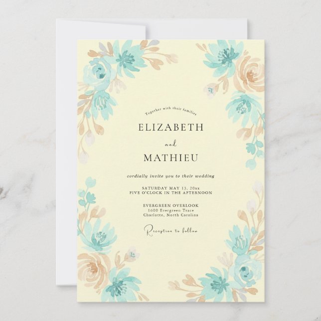Invitation Mariage papillon de thé beurré (Devant)
