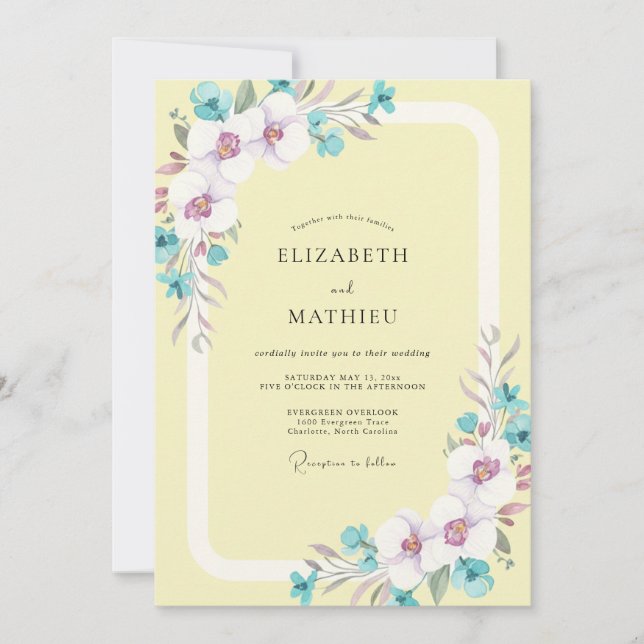 Invitation Mariage papillon d'eau Orchidée (Devant)