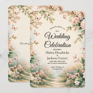 Invitation Mariage Papillon Fleur Sauvage Jardin Enchanté