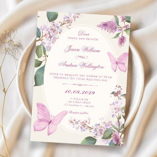 Invitation Mariage papillon floral lilas