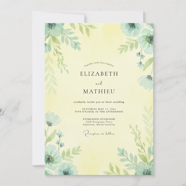 Invitation Mariage papillon jaune beurré (Devant)
