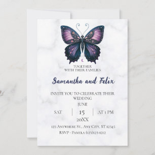 Invitation Mariage Papillon Lune Mystique Marbre