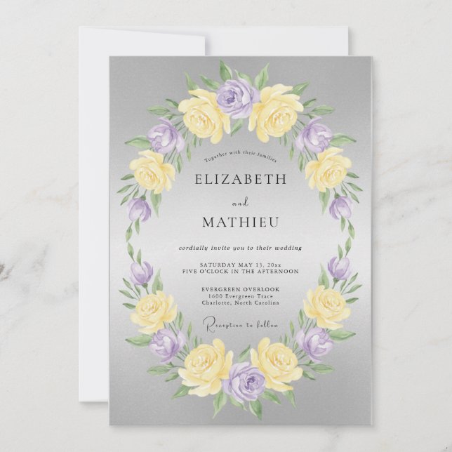 Invitation Mariage Papillon Pâle Lilas Beurre (Devant)