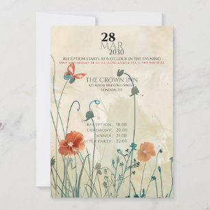 Invitation Mariage papillon pastoral