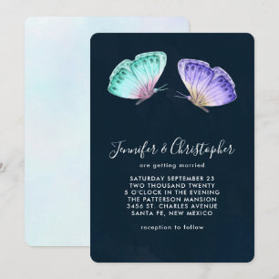 Invitation Mariage Papillons Aquarelle Colorés Mignons