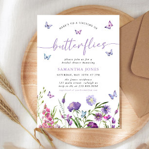 Invitation Mariage papillons Fleurs sauvages Shower