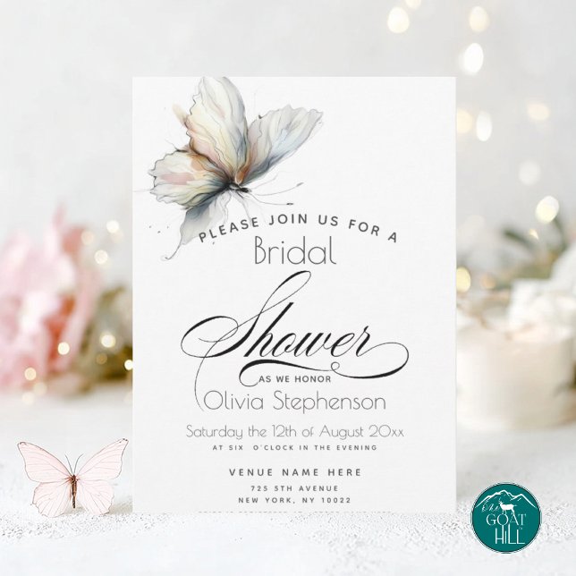 Invitation Mariage | Papillons pastel à l'encre abstraite élé (Créateur téléchargé)