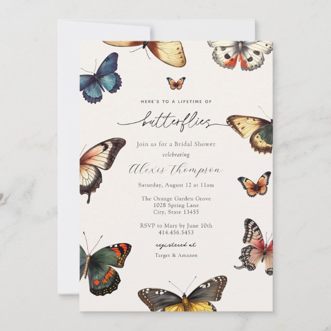 Invitation Mariage papillons pour toute une vie (Devant)