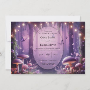 Invitation Mariage Papillons Violets et Cieux Étoilés