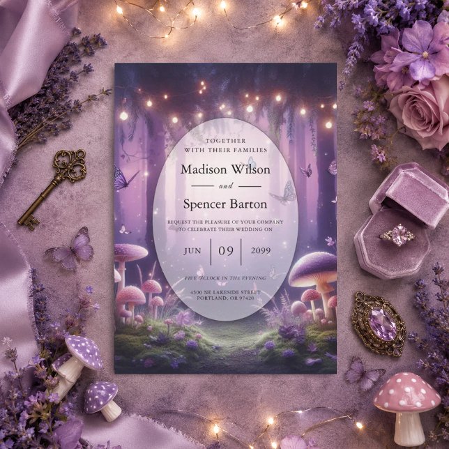 Invitation Mariage Papillons Violets et Cieux Étoilés (Créateur téléchargé)