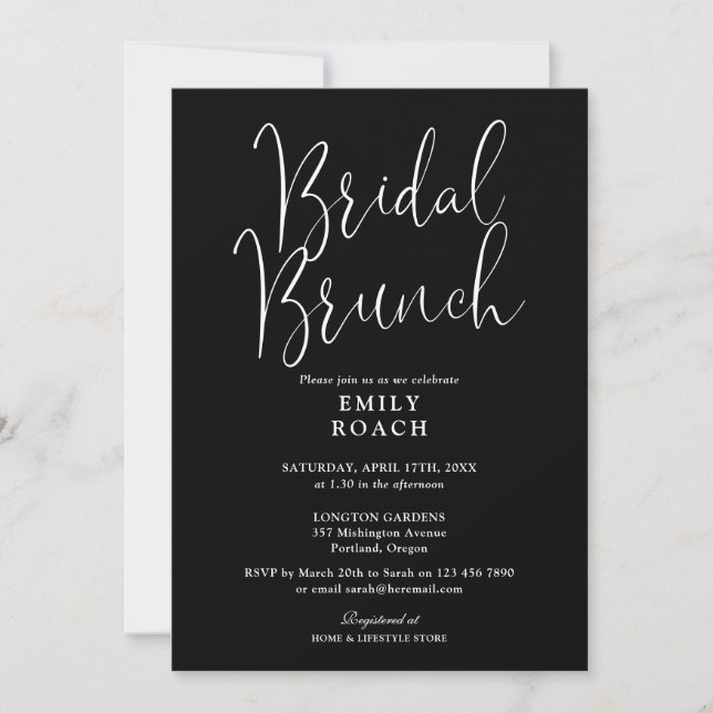 Invitation Mariage par lots de script moderne noir et blanc (Devant)
