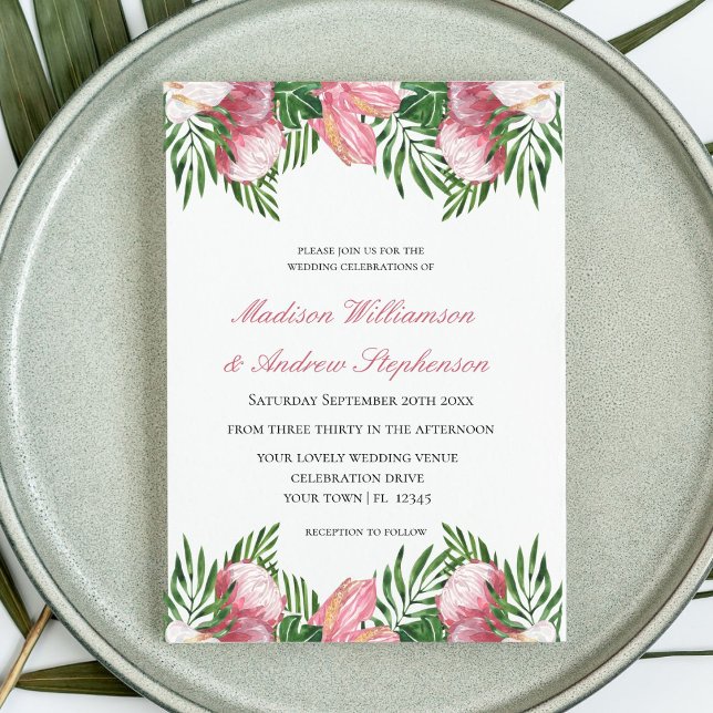 Invitation Mariage Paradis Tropical Aquarelle Florale (Créateur téléchargé)